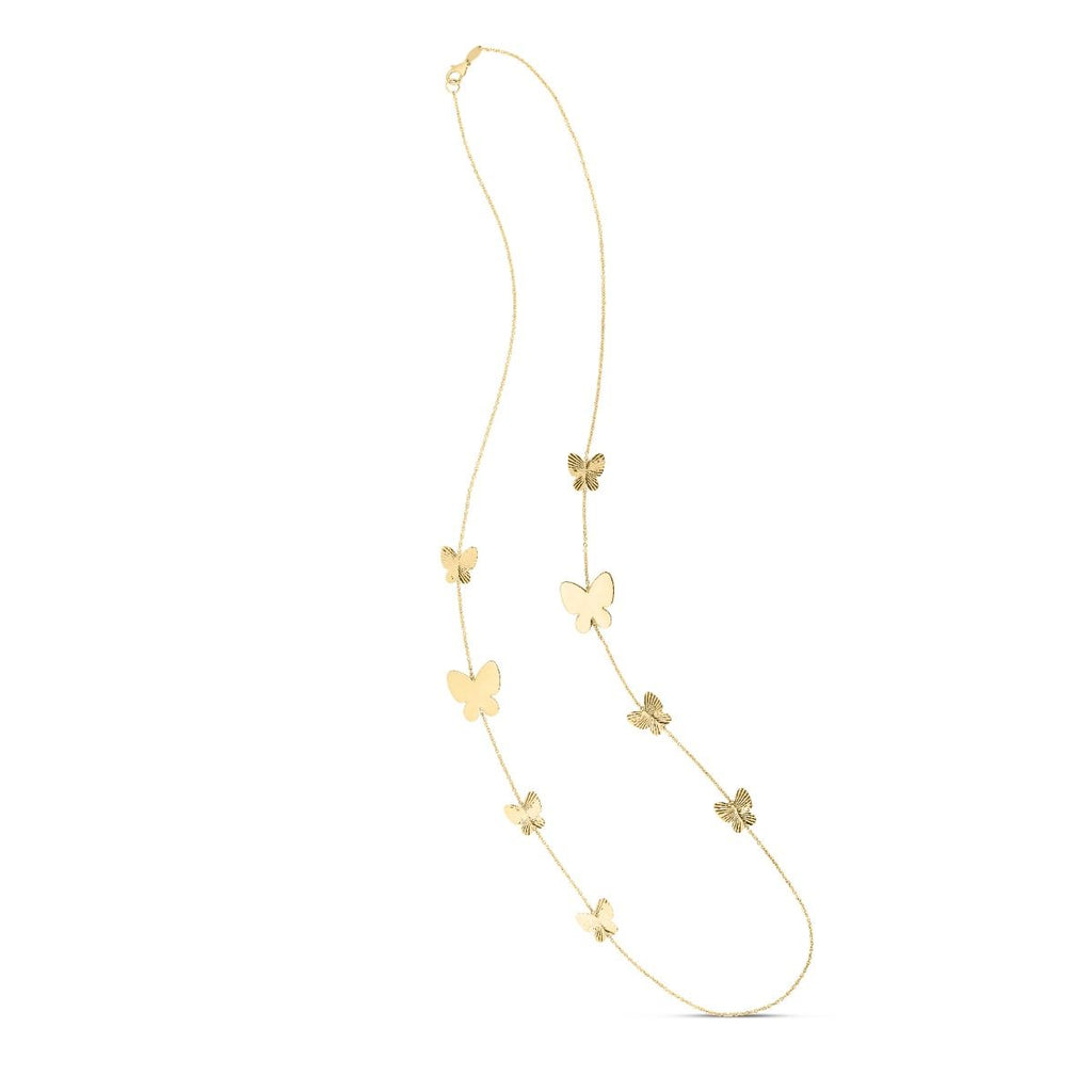 Graduated Butterfly Pendant Necklace in 14k Yellow Gold