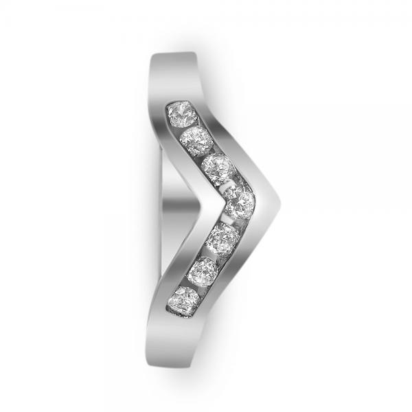 Ladies Chevron V Shaped Midi Diamond Ring in 14k White Gold 0.35ct