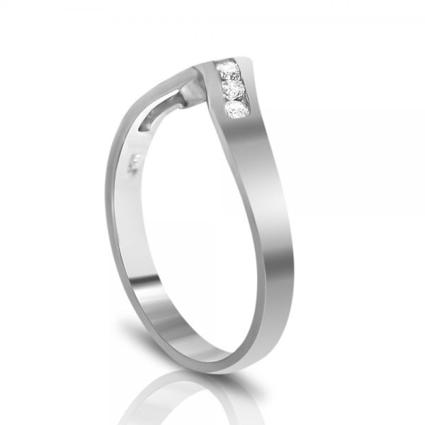 Ladies Chevron V Shaped Midi Diamond Ring in 14k White Gold 0.35ct
