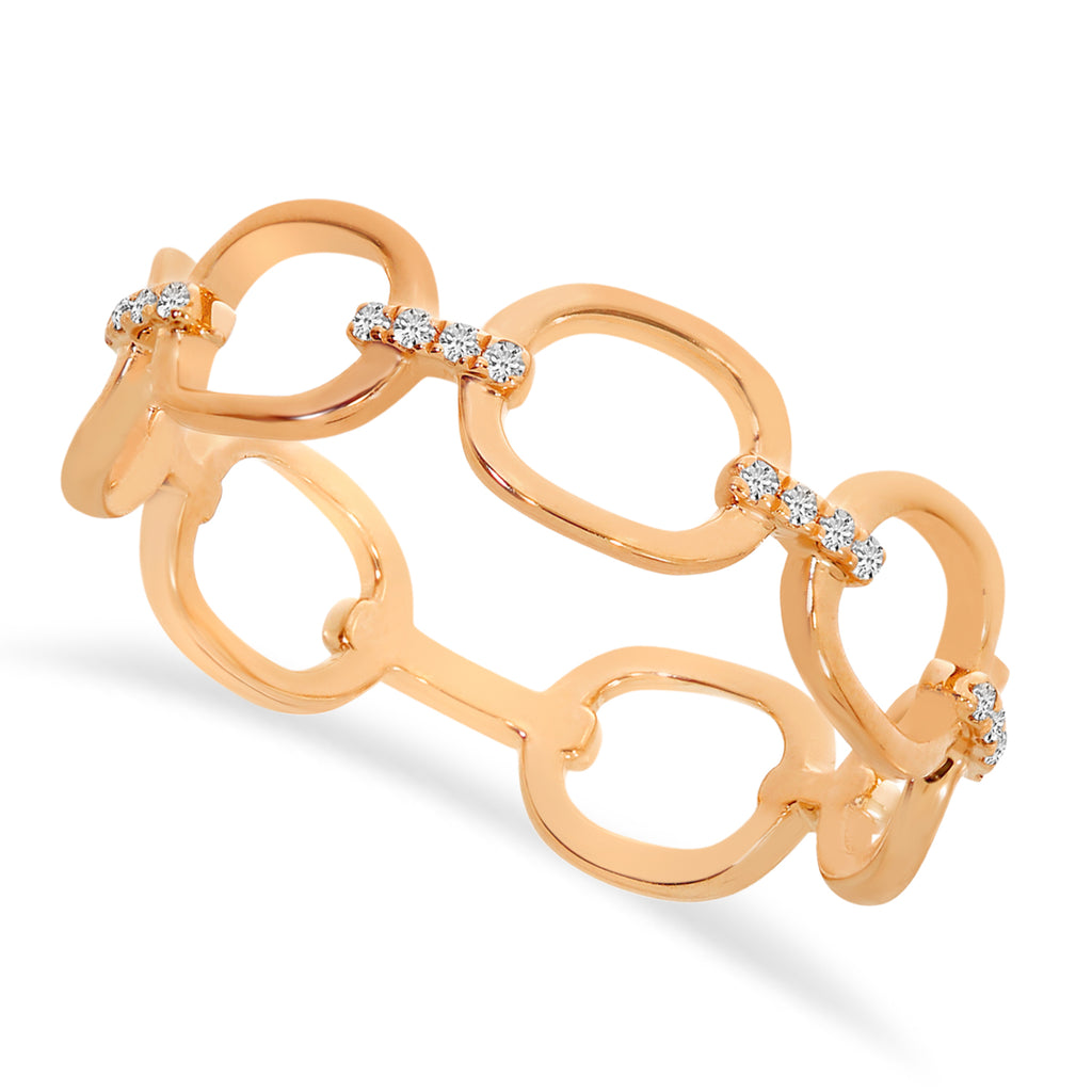 Diamond Circles Paperclip Link Fashion Ring 14k Rose Gold (0.05ct)