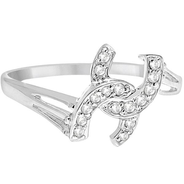 Double Horseshoe Diamond Ring in 14K White Gold (0.10ct)