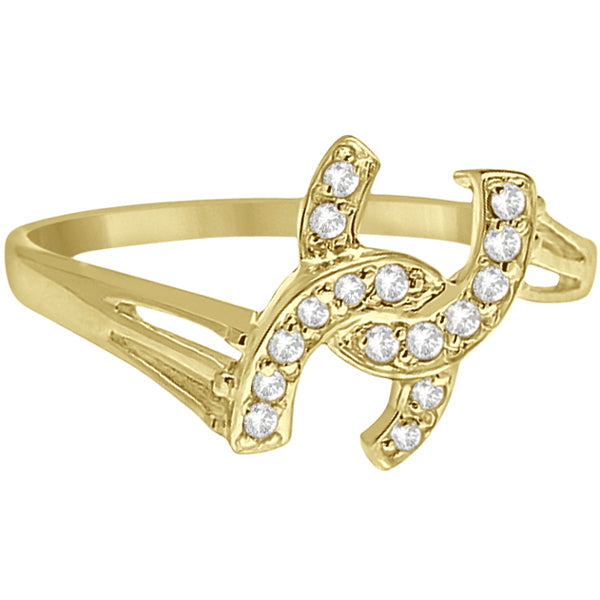 Double Horseshoe Diamond Ring in 14K Yellow Gold (0.10ct)