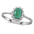Emerald & Diamond Right Hand Flower Shaped Ring 14k White Gold (0.45ct)