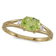 Oval Peridot & Diamond Right-Hand Ring 14K Yellow Gold (0.55ct)