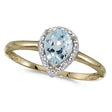 Pear Shape Aquamarine and Diamond Cocktail Ring 14k Yellow Gold