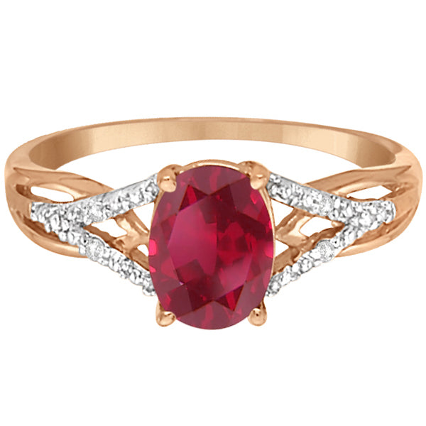 Oval Ruby and Diamond Cocktail Ring in 14K Rose Gold (1.52 ctw)