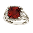 Cushion-Cut Garnet & Diamond Cocktail Ring 14k White Gold (8.05cttw)