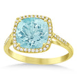 Cushion-Cut Aquamarine & Diamond Cocktail Ring 14k Yellow Gold (3.70ctw)