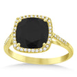 Cushion-Cut Black & White Diamond Cocktail Ring 14k Yellow Gold (3.70ctw)