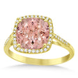 Cushion-Cut Morganite & Diamond Cocktail Ring 14k Yellow Gold (3.70ctw)