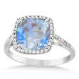 Cushion-Cut Moonstone & Diamond Cocktail Ring 14k White Gold (3.70ctw)