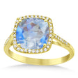 Cushion-Cut Moonstone & Diamond Cocktail Ring 14k Yellow Gold (3.70ctw)