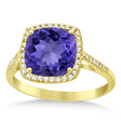 Cushion-Cut Tanzanite & Diamond Cocktail Ring 14k Yellow Gold (3.70ctw)