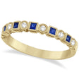Princess Cut Sapphire & Diamond Ring Band 14k Yellow Gold (0.40ct)