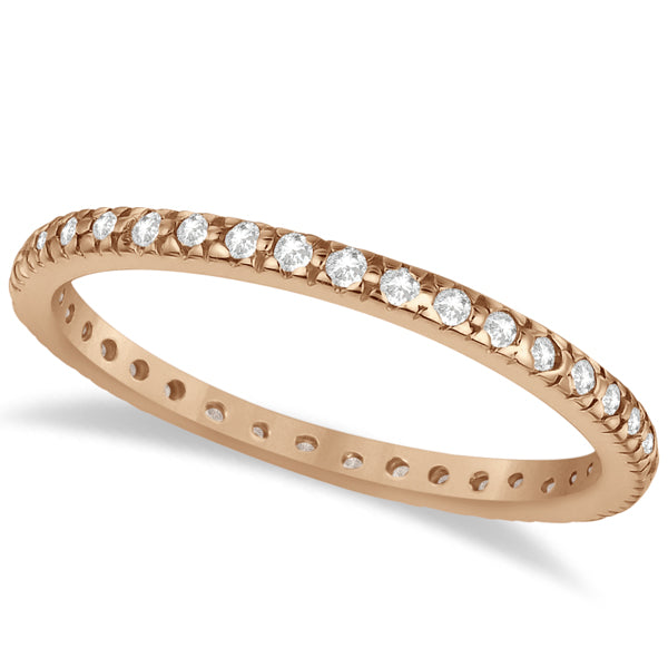 Pave Diamond Eternity Ring Anniversary Band 14K Rose Gold (0.26ct)