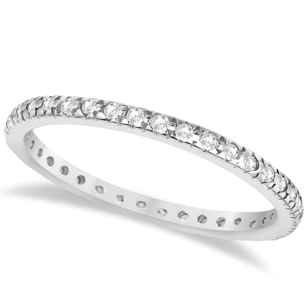 Pave Diamond Eternity Ring Anniversary Band 14K White Gold (0.26ct)