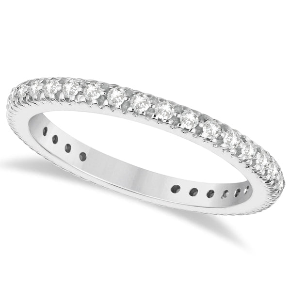 Pave Diamond Eternity Ring Anniversary Band 14K White Gold (0.50ct)