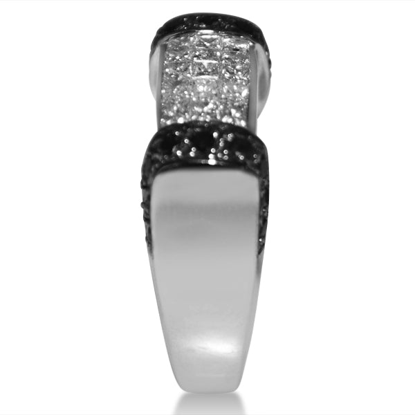 Black & White Diamond Wedding Ring in 14k White Gold (0.75ct)