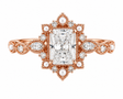Radiant Cut Lab Diamond With Accented Pearl 14K Rose Gold 1.00ct
