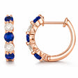 Prong Set Lab Blue Sapphire & Lab Diamond Hoop Earrings 14k Rose Gold (2.06ct)
