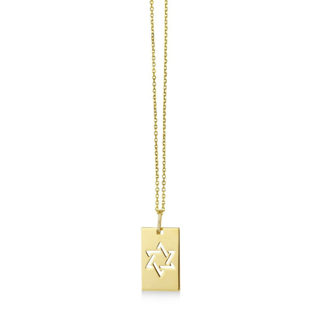 Men's Star of David Tag Necklace 14K Yellow Gold