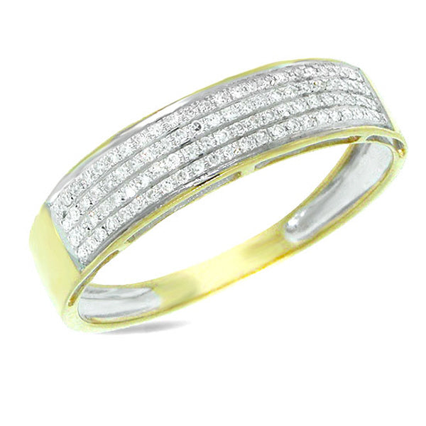 0.22ct 14k Yellow Gold Diamond Pave Men's Band