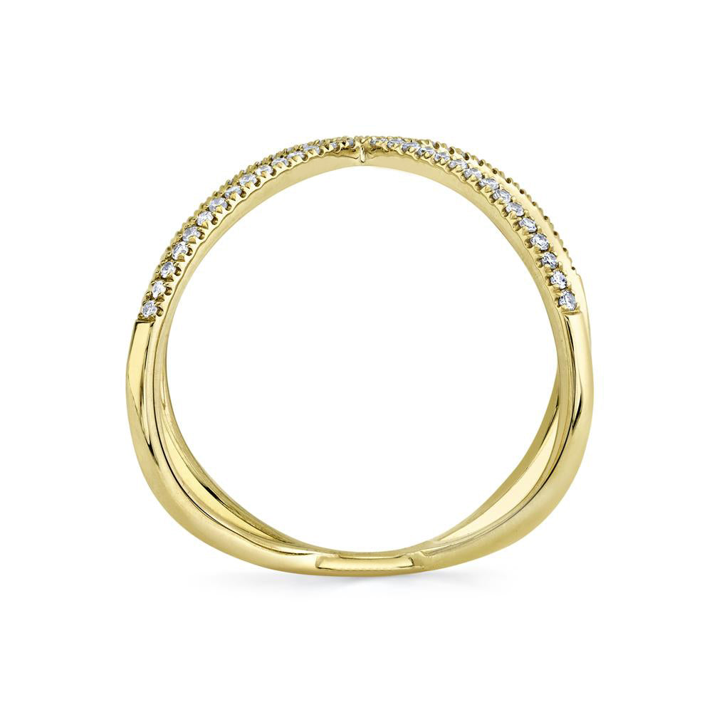 Diamond Accented X Ring 14k Yellow Gold (0.18ct)