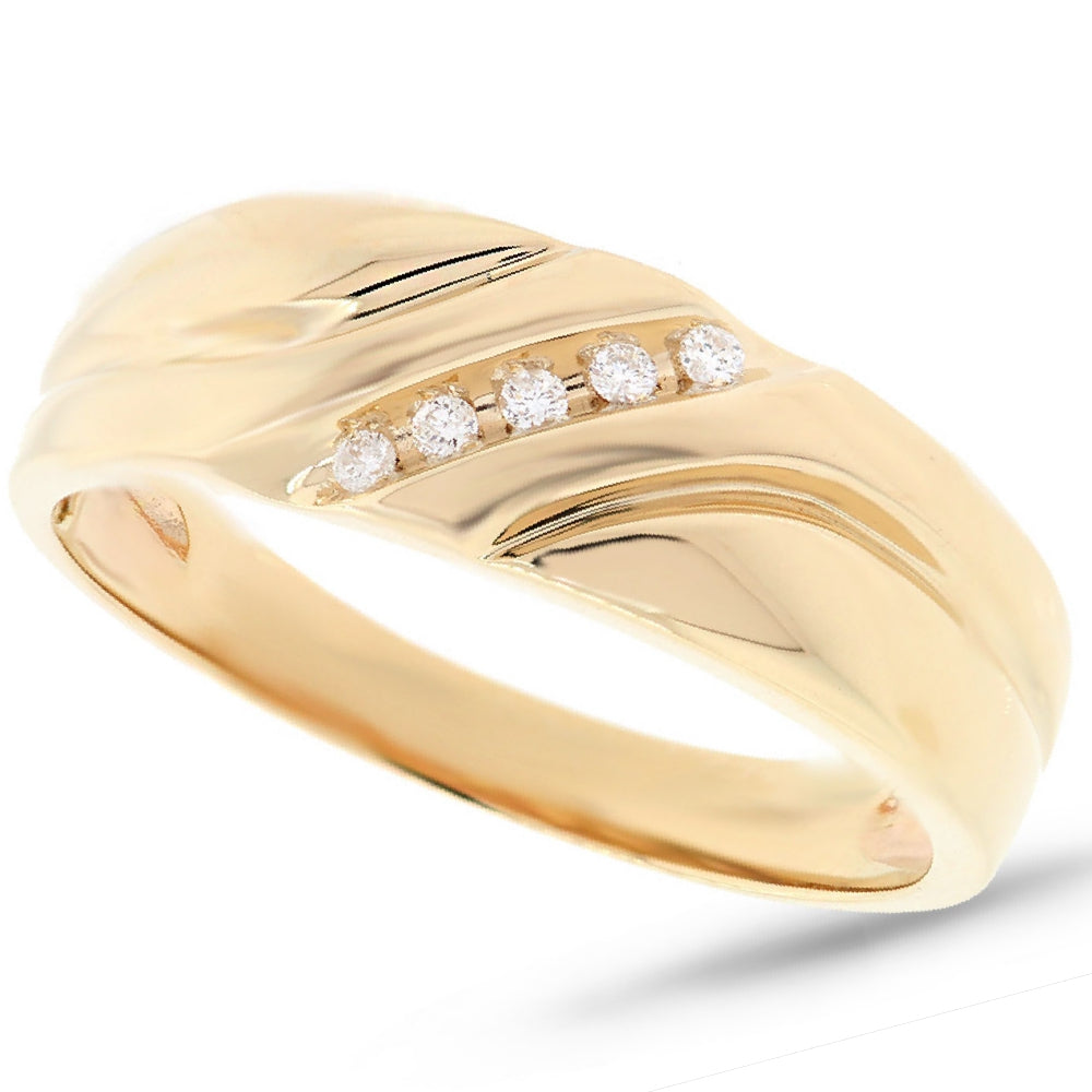 0.06ct 14k Yellow Gold Diamond Men's Band