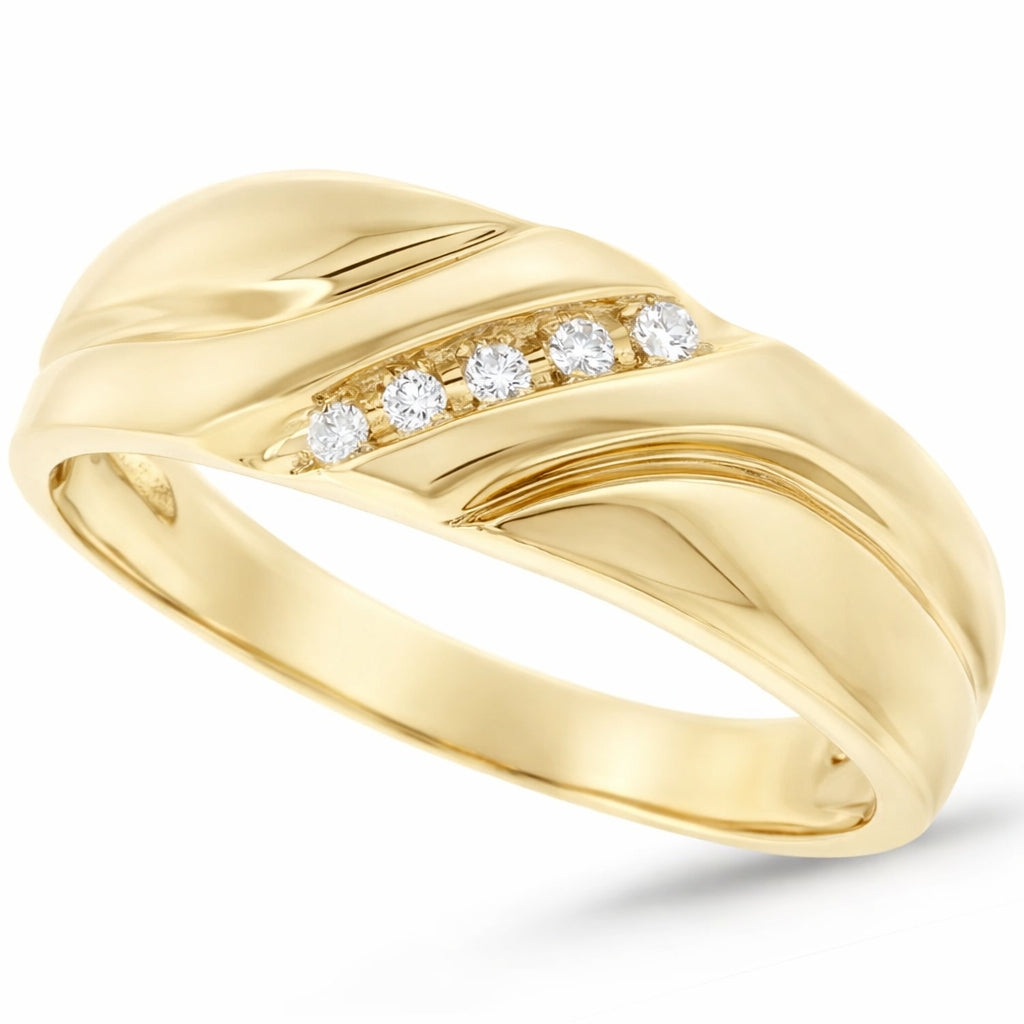 0.06ct 14k Yellow Gold Diamond Men's Band