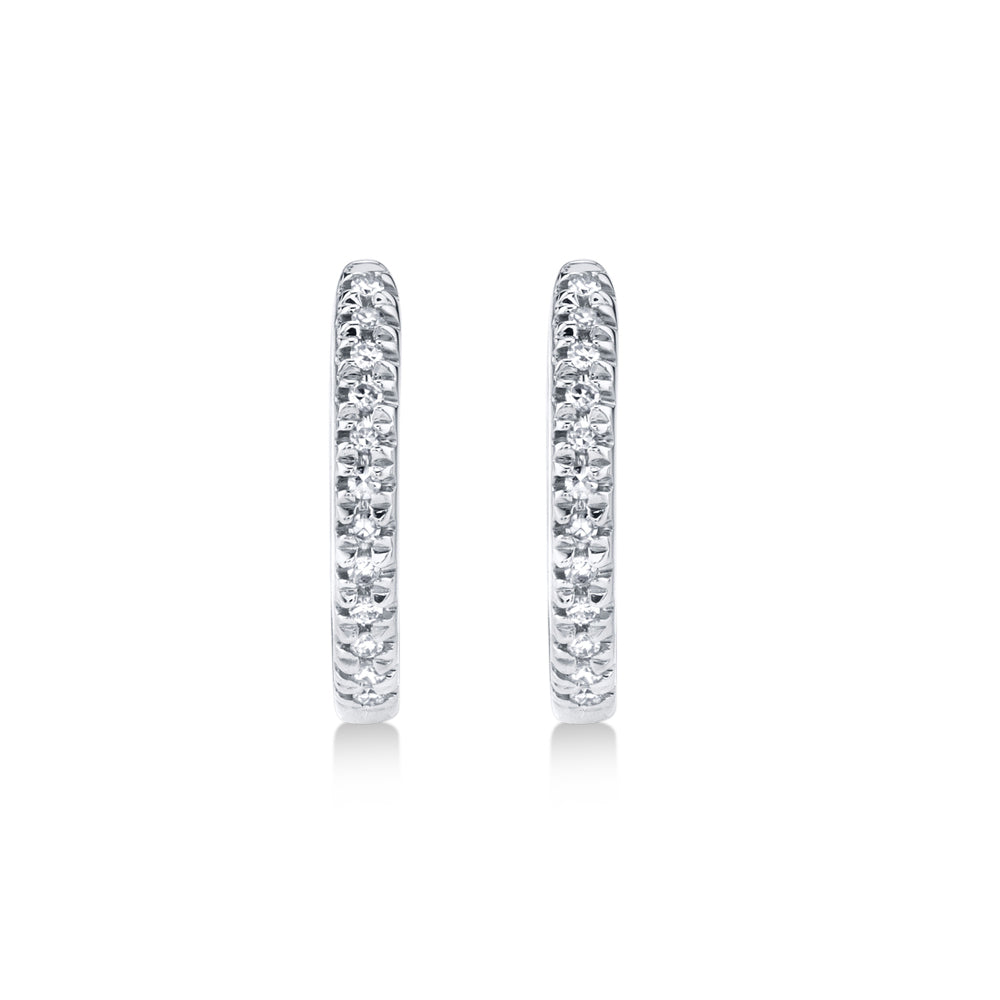 Diamond Huggie Earrings 14k White Gold (0.07ct)