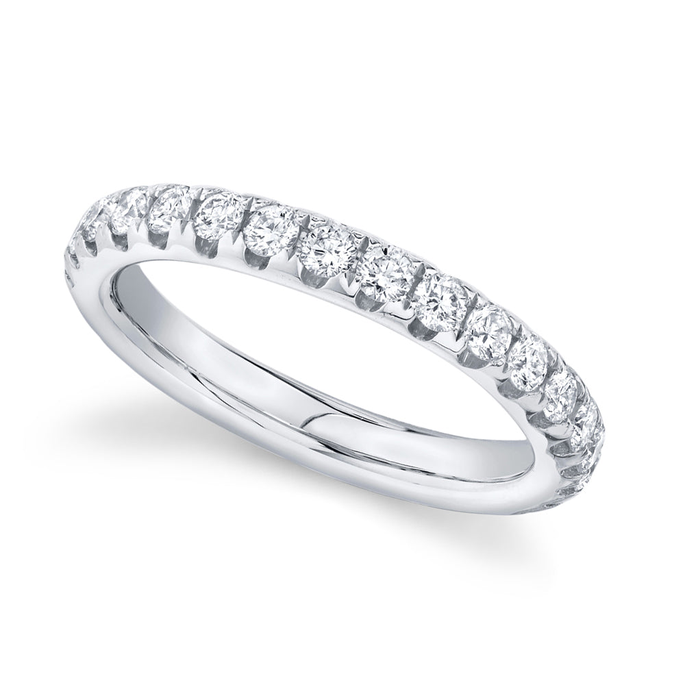 Diamond Accented Half Eternity Wedding Band 14k White Gold (1.21ct)