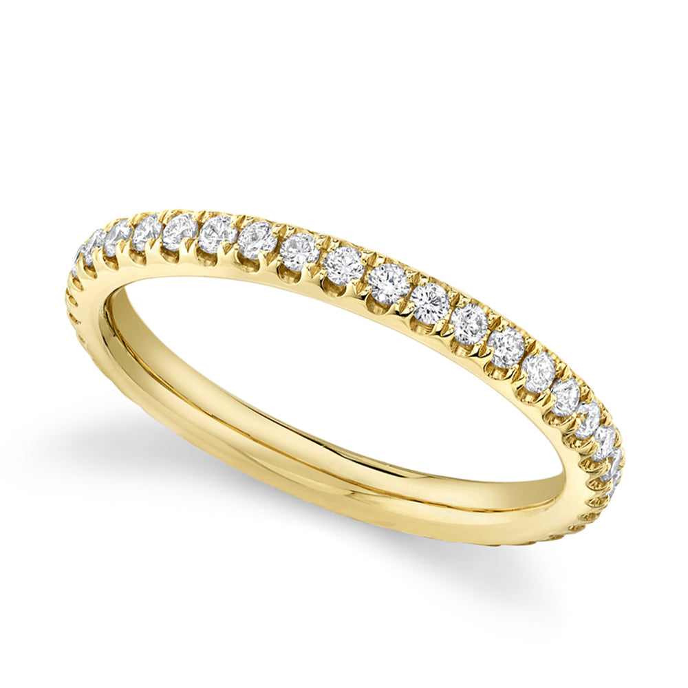 Diamond Accented Half Eternity Wedding Band 14k Yellow Gold (0.58ct)
