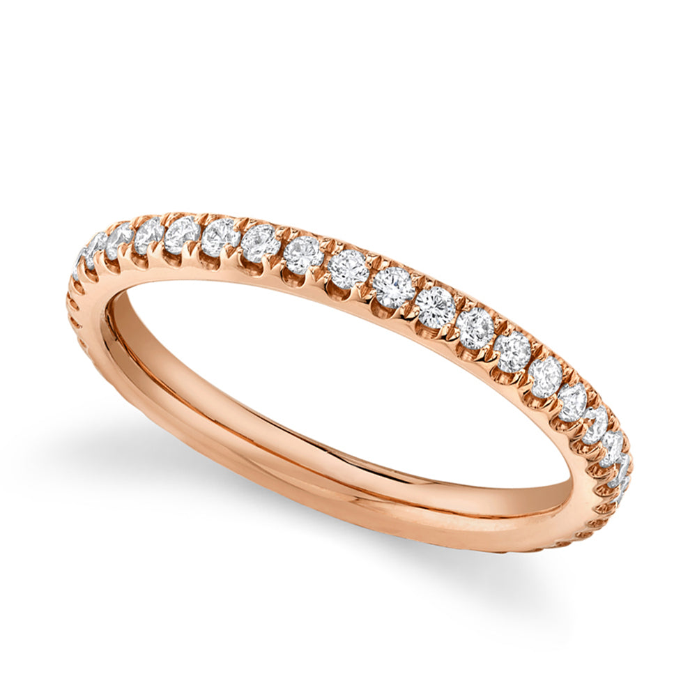 Diamond Accented Half Eternity Wedding Band 14k Rose Gold (0.58ct)