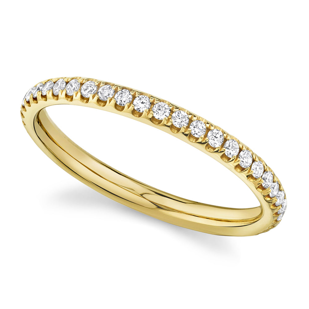 Diamond Accented Half Eternity Wedding Band 14k Yellow Gold (0.40ct)