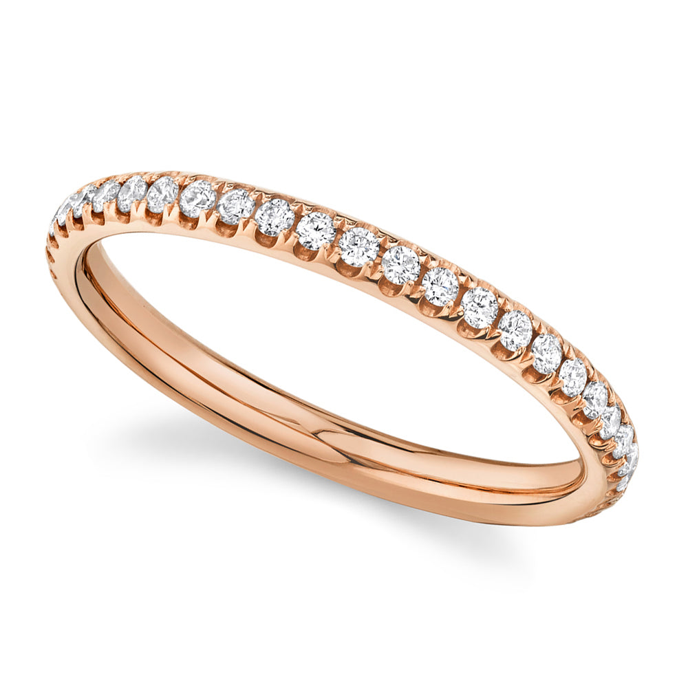 Diamond Accented Half Eternity Wedding Band 14k Rose Gold (0.40ct)