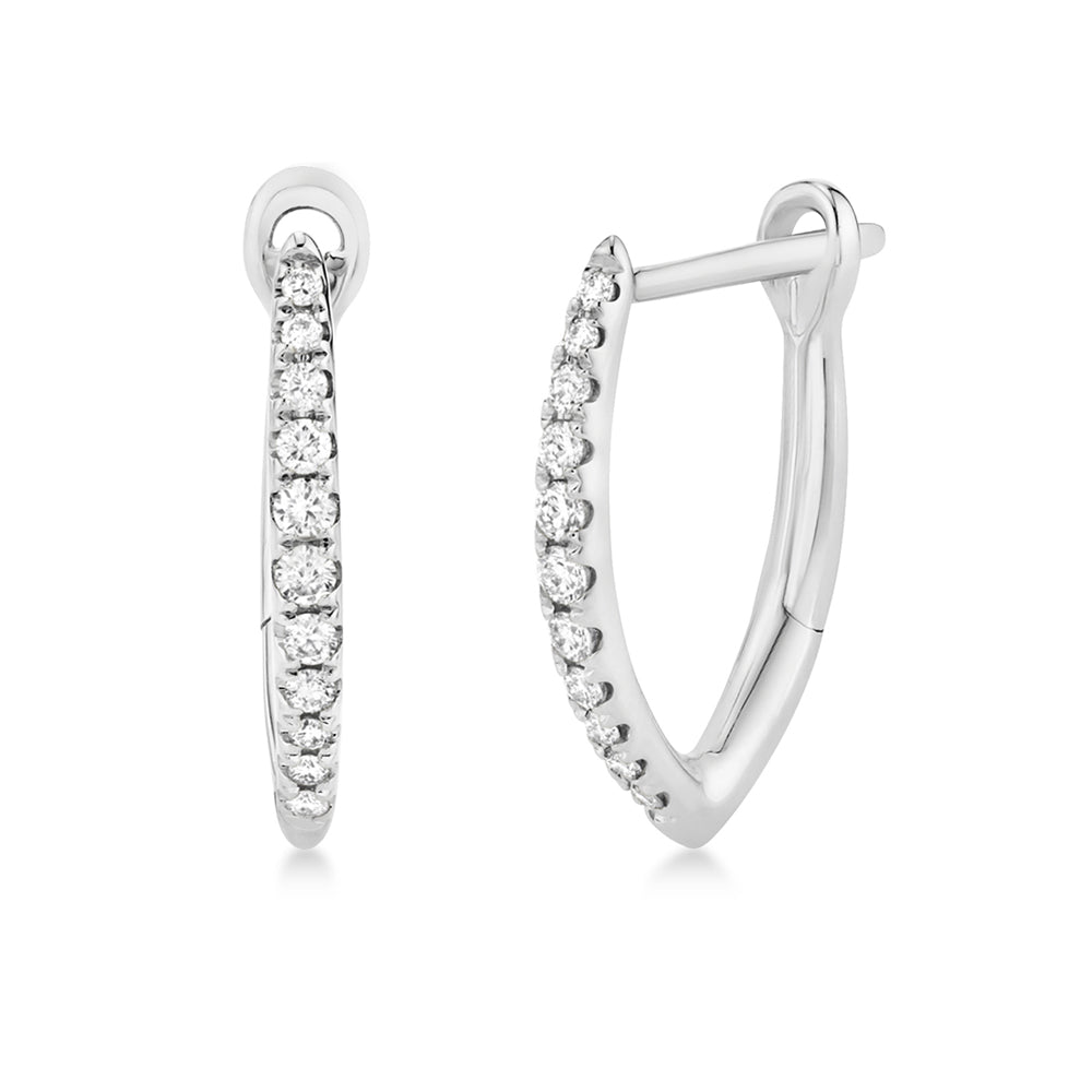 Diamond Accented Hoop Earrings 14k White Gold (0.15ct)