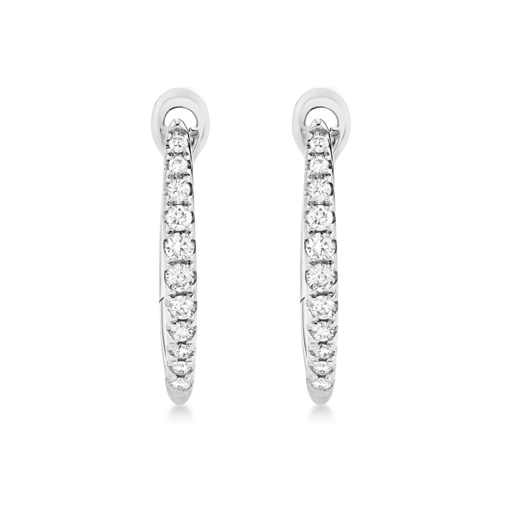 Diamond Accented Hoop Earrings 14k White Gold (0.15ct)