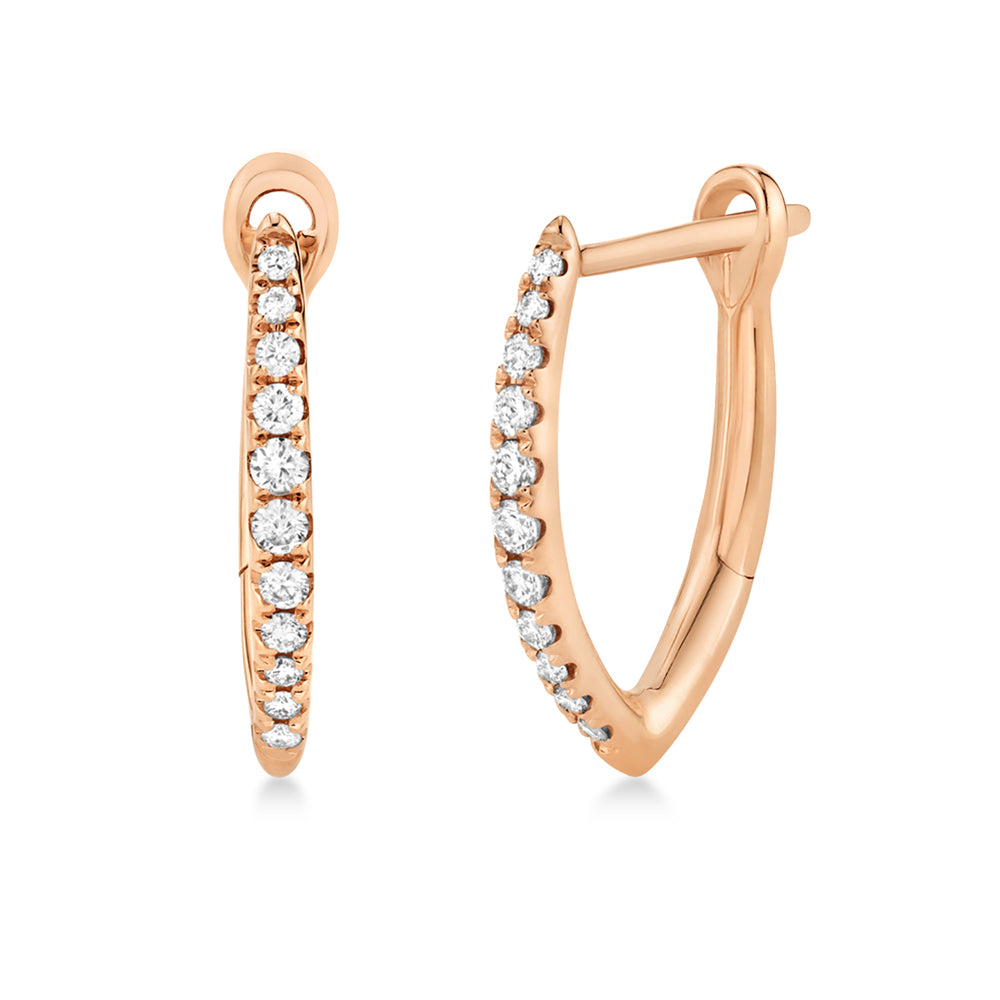 Diamond Accented Hoop Earrings 14k Rose Gold (0.15ct)