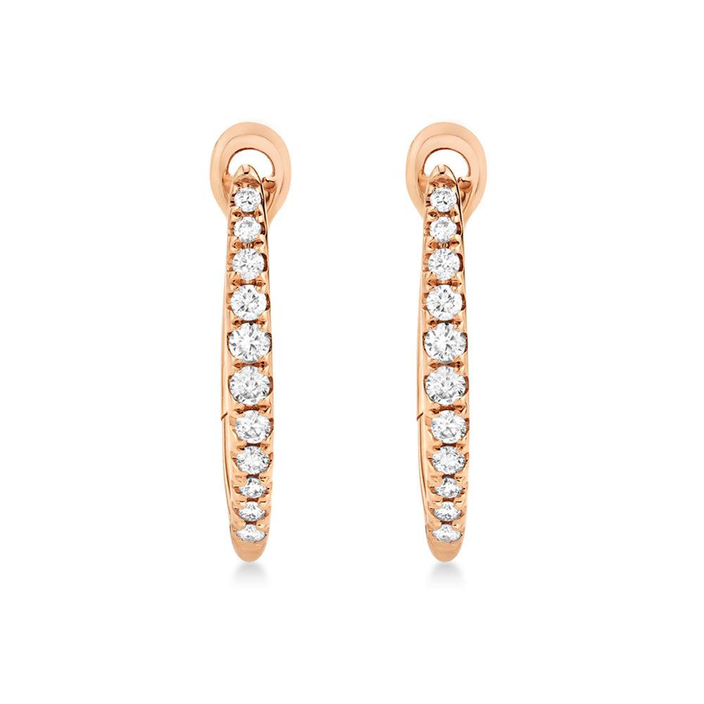 Diamond Accented Hoop Earrings 14k Rose Gold (0.15ct)