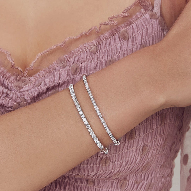 Diamond Prong Half Eternity Bangle Bracelet 14k White Gold (2.00ct)