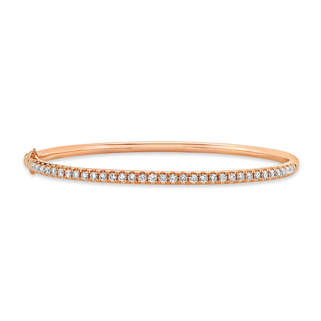 Diamond Prong Half Eternity Bangle Bracelet 14k Rose Gold (2.00ct)