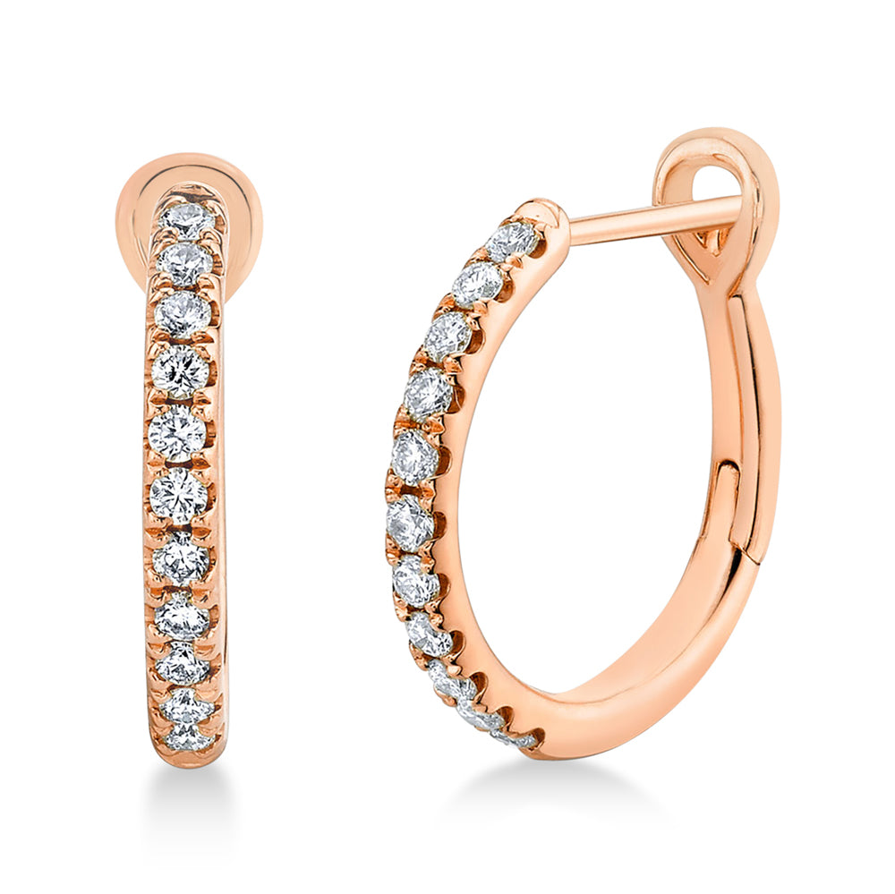 Diamond Leverback Hoop Earrings 14k Rose Gold (0.26ct)