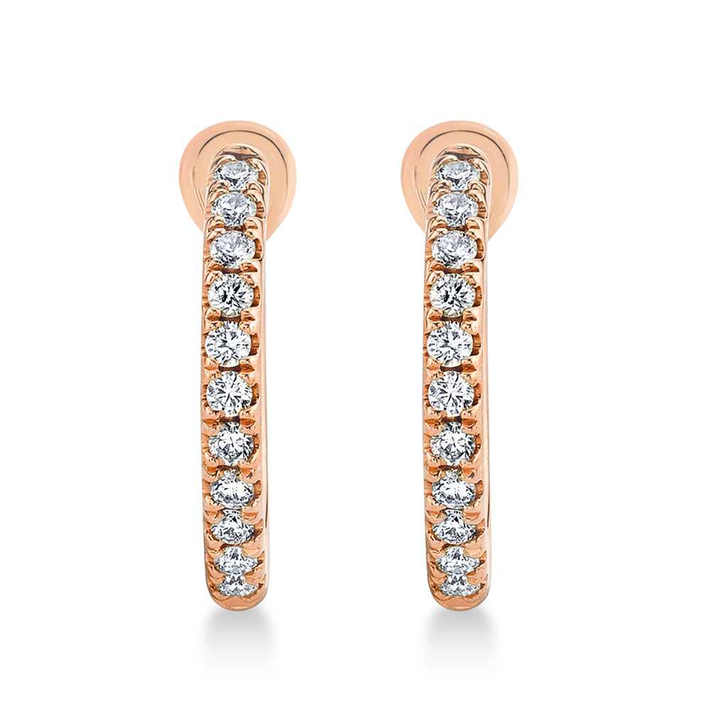 Diamond Leverback Hoop Earrings 14k Rose Gold (0.26ct)