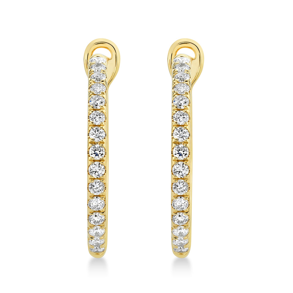 Diamond Leverback Hoop Earrings 14k Yellow Gold (0.74ct)