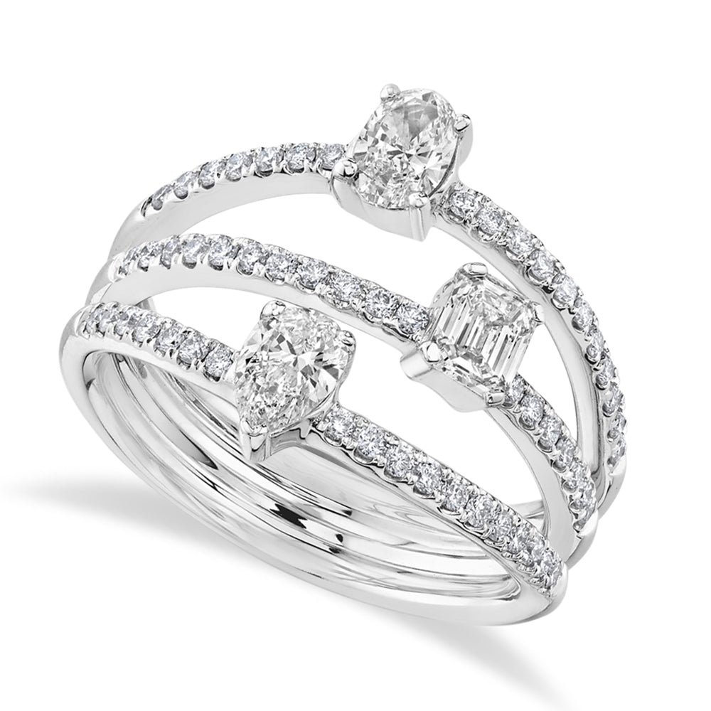 Round & Oval & Emerald Cut Diamond Ring 14k White Gold (1.24ct)