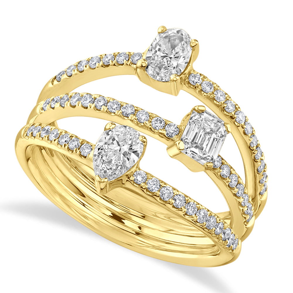 Round & Oval & Emerald Cut Diamond Ring 14k Yellow Gold (1.24ct)