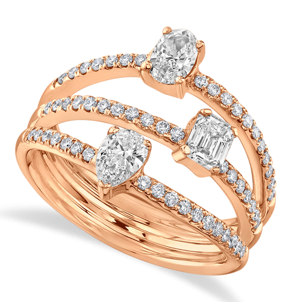 Round & Oval & Emerald Cut Diamond Ring 14k Rose Gold (1.24ct)
