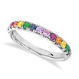 Multi-Color Sapphire Stackable Wedding Ring Band 14K White Gold (0.63ct)