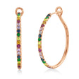 Multi-Color Sapphire Pave Hoop Earrings 14k Rose Gold (1.9ct)