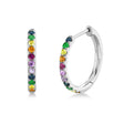 Multicolor Diamond Huggie Earrings 14k White Gold (0.32ct)